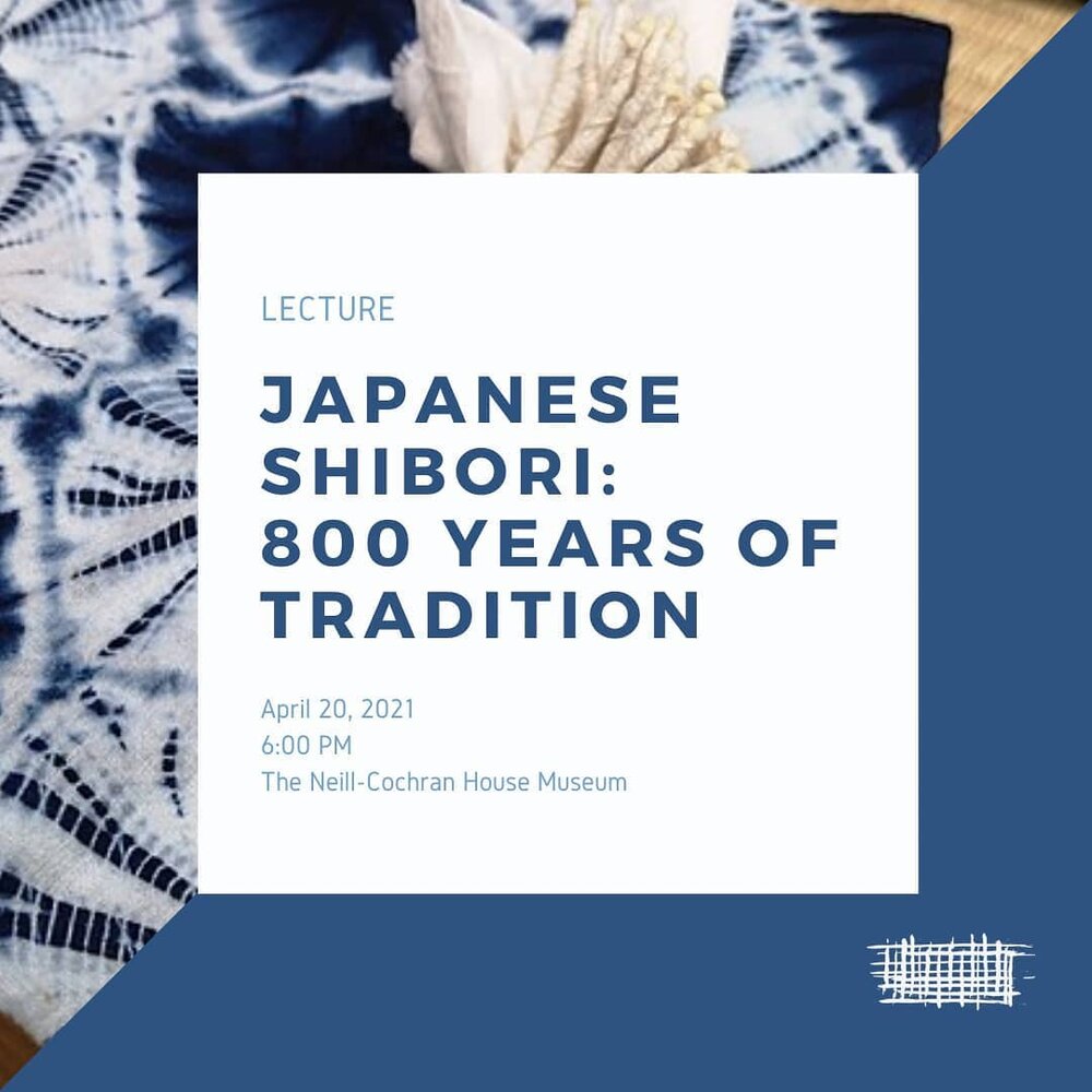 TWO WEEKS FROM TODAY! 
Lecture Series | Lynne Brotman: Japanese Shibori: 800 Years of Tradition
.
Tuesday, April 20, 2021
6:00 PM -&nbsp;8:00 PM
The Neill-Cochran House Museum | 2310 San Gabriel Street | Austin, TX, 78705
.
Register at the link in our bio or at  https://www.austinschooloffiberarts.org/all-events/lecture-series-lynne-brotman
. 
$15 General Admission
$10 Students with ID and NCHM members
$5 Fiber Arts Guild members
.
This event will take place online and in-person.